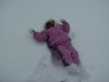 Eden fell over in the snow